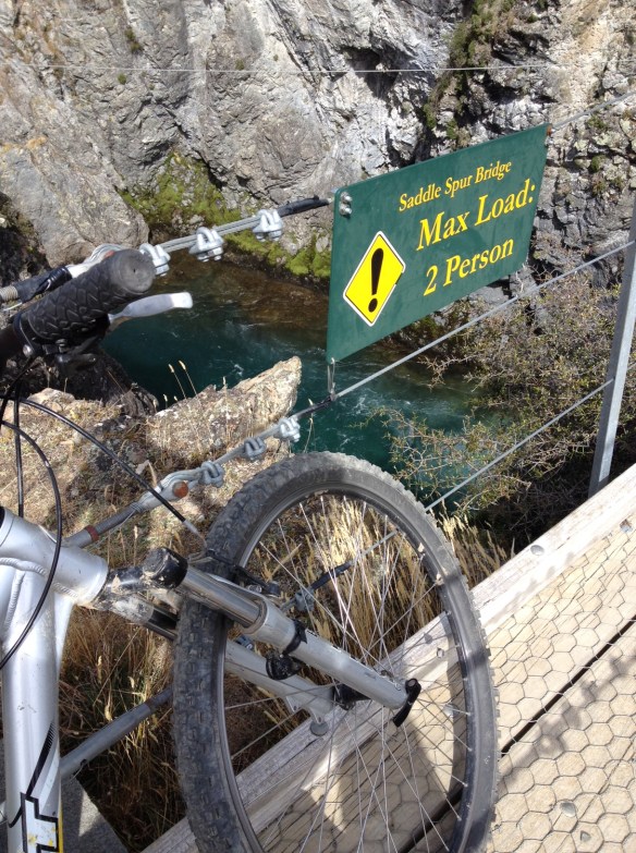 Standard bridge crossing warning....looking at the drop below I was inclined to be obedient and not put the bridge under undue strain.  